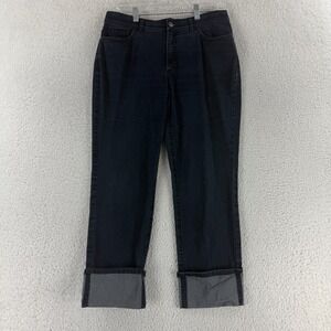 Lafayette 148 Cropped Jeans Womens Size 8 Blue Denim‎ Wide Cuff Mid-Rise Casual